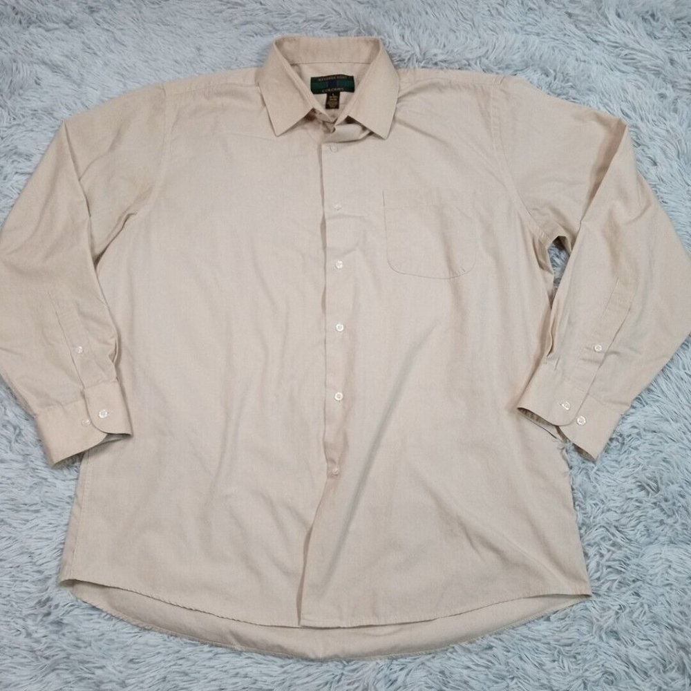 Vintage Colours Alexander Julian‎ Mens Shirt Beige Large Button Up 16 16.5